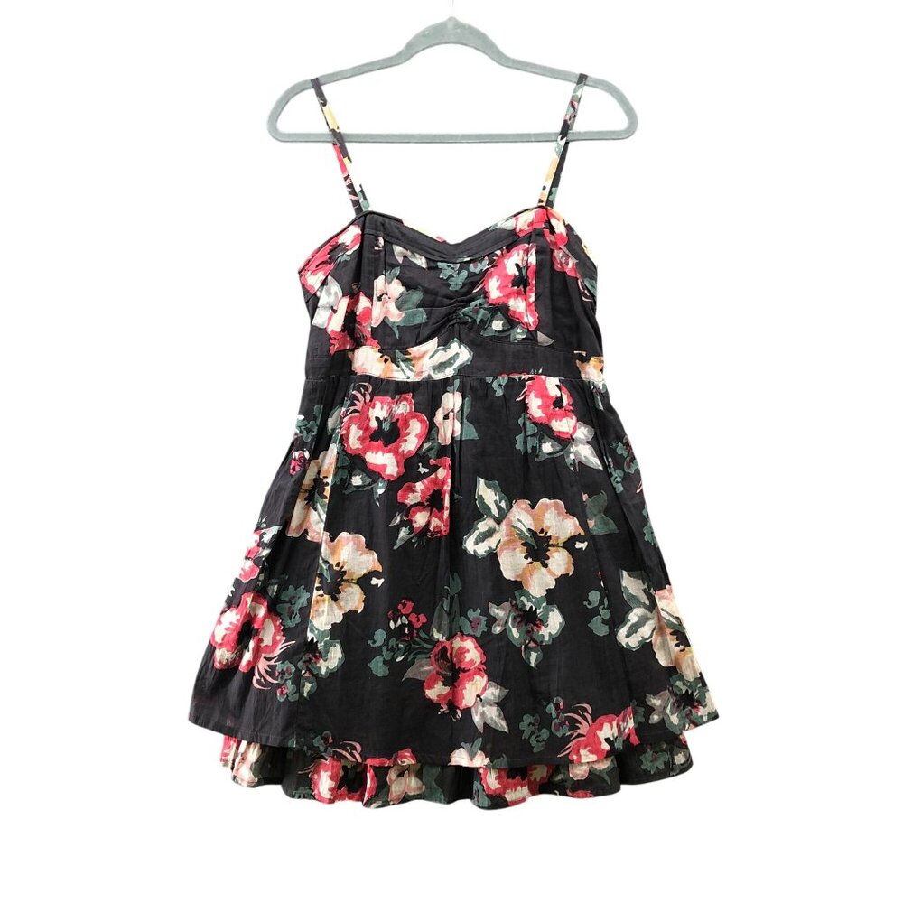 NWOT Ginger Cami Dress‎ Size L Floral Sweetheart A-Line Dark Gray Sundress